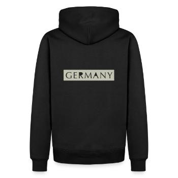 ALLEMAGNE lettré perforé | Graphique vectoriel - Sweat à capuche Premium bio Homme - noir - Dos - Nico (187cm)