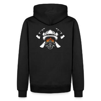 Casque et protection respiratoire avec haches croisées Pompiers - Sweat à capuche Premium bio Homme - noir - Dos - Nico (187cm)
