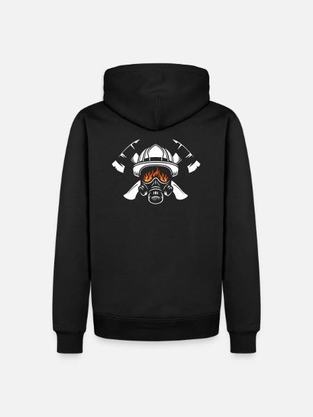 Casque et protection respiratoire avec haches croisées Pompiers - Sweat à capuche Premium bio Homme - noir