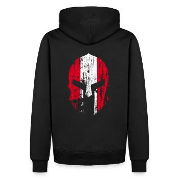 Österreich Spartaner Helm rot Spartan Austria - Männer Premium Bio Hoodie - Schwarz - Hinten - Nico (187cm)