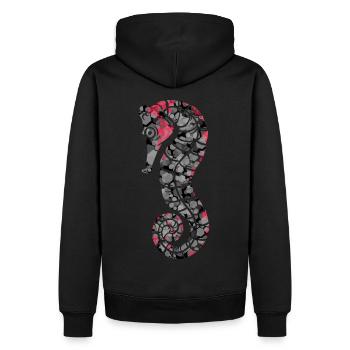 sea horse - Men’s Premium Organic Hoodie - black - Back - Nico (187cm)