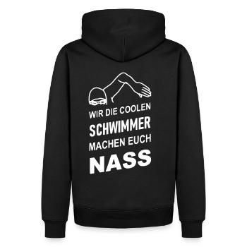 Die coolen Schwimmer machen euch nass - Männer Premium Bio Hoodie - Schwarz - Hinten - Nico (187cm)