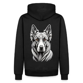 Majestic Beauty: The German Shepherd in White - Men’s Premium Organic Hoodie - black - Back - Nico (187cm)