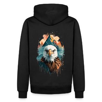 Die Freiheit des Himmels: Adler und Berglandschaft - Männer Premium Bio Hoodie - Schwarz - Hinten - Nico (187cm)