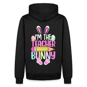 Je suis le lapin de l’enseignant - Sweat à capuche Premium bio Homme - noir - Dos - Nico (187cm)