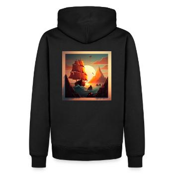 Land in sight - Men’s Premium Organic Hoodie - black - Back - Nico (187cm)