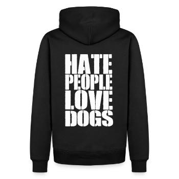 Hate People Love Dogs Hundespruch Hundesport IGP - Männer Premium Bio Hoodie - Schwarz - Hinten - Nico (187cm)