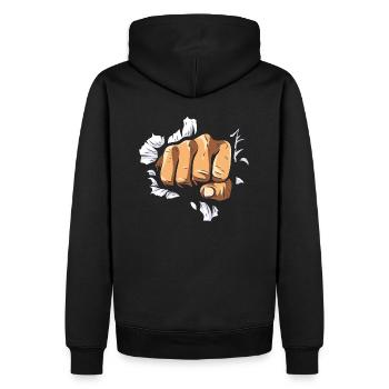 Boxer Fist Punch Wall Boxing Force Anger Knockout - Men’s Premium Organic Hoodie - black - Back - Nico (187cm)