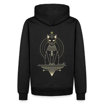 Chat égyptien Bastet - Sweat à capuche Premium bio Homme - noir - Dos - Nico (187cm)