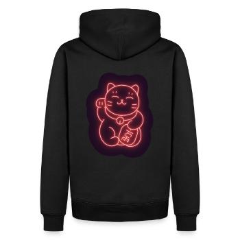 Glückskatzenaufkleber Maneki-Neko - Männer Premium Bio Hoodie - Schwarz - Hinten - Nico (187cm)