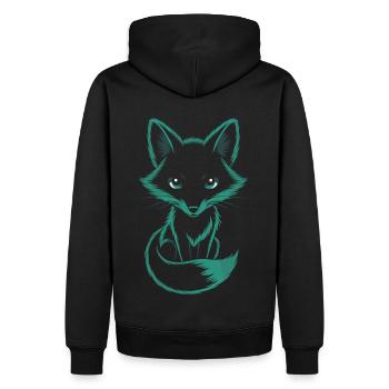 Renard mystique en turquoise - Sweat à capuche Premium bio Homme - noir - Dos - Nico (187cm)