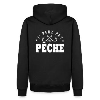 J'peux pas j'ai pêche cadeau homme pêche humour - Sweat à capuche Premium bio Homme - noir - Dos - Nico (187cm)