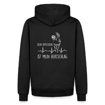 Hufschlag Herz - Männer Premium Bio Hoodie - Schwarz - Hinten - Nico (187cm)
