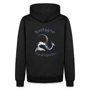 BZH triskele marin breton from Bretagne - Sweat à capuche Premium bio Homme - noir - Dos - Nico (187cm)