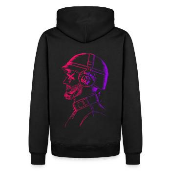 Make music not war - Peace - Männer Premium Bio Hoodie - Schwarz - Hinten - Nico (187cm)
