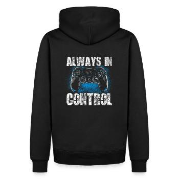 Always In Control Gamer Spruch für Zocker Gamer - Männer Premium Bio Hoodie - Schwarz - Hinten - Nico (187cm)