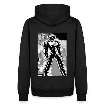Roboter Comic Zukunft Cyborg Maschine Technik - Männer Premium Bio Hoodie - Schwarz - Hinten - Nico (187cm)