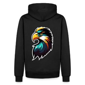 Logo der Eagle University - Männer Premium Bio Hoodie - Schwarz - Hinten - Nico (187cm)