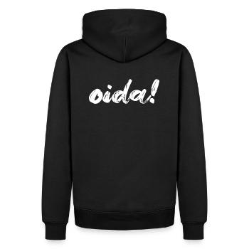 oida! - Partnershirt - Männer Premium Bio Hoodie - Schwarz - Hinten - Nico (187cm)