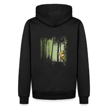 Drôle d’ours comique caché dans la forêt crépuschumable - Sweat à capuche Premium bio Homme - noir - Dos - Nico (187cm)