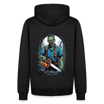 Zombie avec tronçonneuse - Sweat à capuche Premium bio Homme - noir - Dos - Nico (187cm)