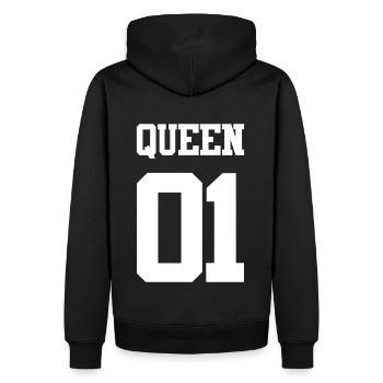 QUEEN 01 - PARTNERSHIRTS für Partnerlook Beziehung - Männer Premium Bio Hoodie - Schwarz - Hinten - Nico (187cm)