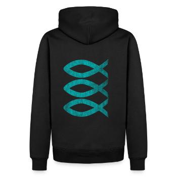 Poisson chrétien Poisson Jésus - Sweat à capuche Premium bio Homme - noir - Dos - Nico (187cm)