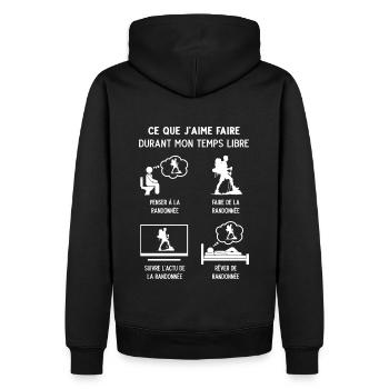 Randonneur Rando Randonnée Humour Mon Temps Libre - Sweat à capuche Premium bio Homme - noir - Dos - Nico (187cm)