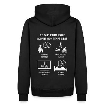 Triathlète Triathlon Humour Temps Libre - Sweat à capuche Premium bio Homme - noir - Dos - Nico (187cm)
