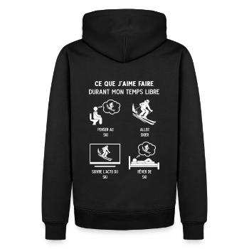 Skieur Ski Humour Temps Libre - Sweat à capuche Premium bio Homme - noir - Dos - Nico (187cm)