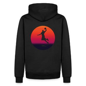 BASKET passion idée cadeau original basketteur - Sweat à capuche Premium bio Homme - noir - Dos - Nico (187cm)