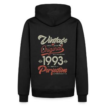 1993 anniversaire vintage - Sweat à capuche Premium bio Homme - noir - Dos - Nico (187cm)