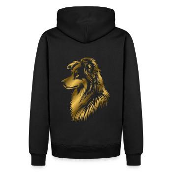 Chien de troupeau doré - Sweat à capuche Premium bio Homme - noir - Dos - Nico (187cm)