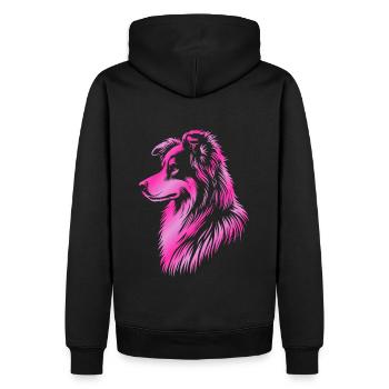 Chien de troupeau rose - Sweat à capuche Premium bio Homme - noir - Dos - Nico (187cm)
