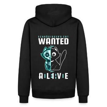 SCHRÖDINGERS KATZE DEAD AND ALIVE PHYSIK GESCHENK - Männer Premium Bio Hoodie - Schwarz - Hinten - Nico (187cm)
