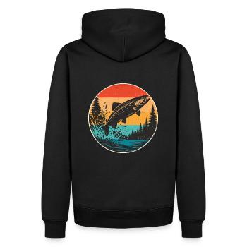 Angeln Forelle Angler Hobby Fischer Geschenkidee - Männer Premium Bio Hoodie - Schwarz - Hinten - Nico (187cm)