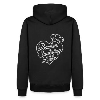 Brot Backen mit Sauerteig und Liebe - Männer Premium Bio Hoodie - Schwarz - Hinten - Nico (187cm)