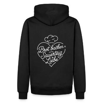 Brot Backen mit Sauerteig und Liebe - Männer Premium Bio Hoodie - Schwarz - Hinten - Nico (187cm)