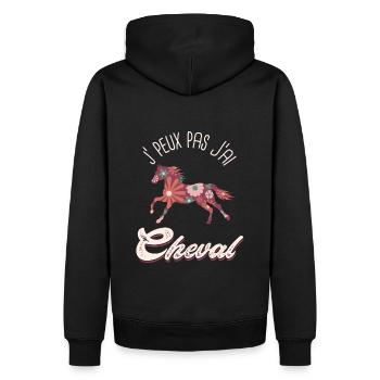 je peux pas j ai cheval Humour équitation - Sweat à capuche Premium bio Homme - noir - Dos - Nico (187cm)