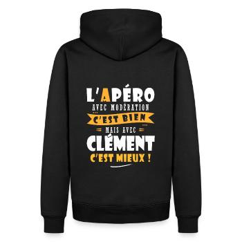 Humour Clément Apero T shirt Humour Drôles Clement - Sweat à capuche Premium bio Homme - noir - Dos - Nico (187cm)