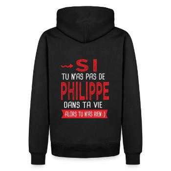Philippe Si tu n as pas un bruno Cadeau Philippe - Sweat à capuche Premium bio Homme - noir - Dos - Nico (187cm)