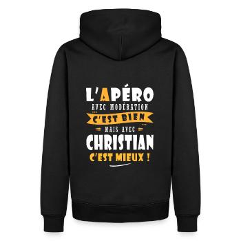 Christian Cadeau Humour cadeau christian - Sweat à capuche Premium bio Homme - noir - Dos - Nico (187cm)