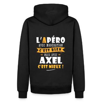 Axel Cadeau Humour personnalisé cadeau axel. - Sweat à capuche Premium bio Homme - noir - Dos - Nico (187cm)