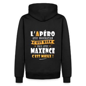 Maxence Cadeau Humour personnalisé cadeau maxence - Sweat à capuche Premium bio Homme - noir - Dos - Nico (187cm)