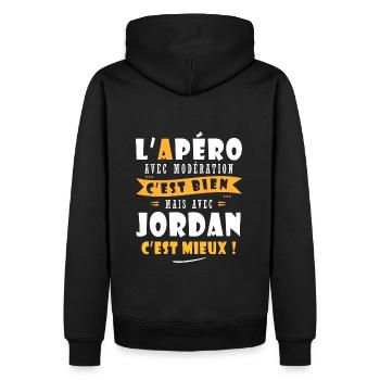 Jordan Cadeau Humour personnalisé cadeau jordan - Sweat à capuche Premium bio Homme - noir - Dos - Nico (187cm)