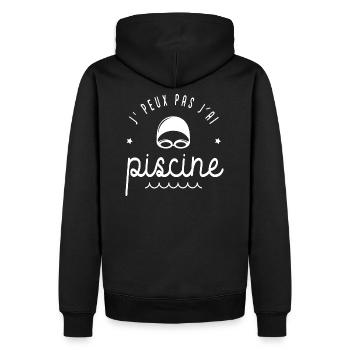 J'peux pas j ai piscine cadeau humour natation - Sweat à capuche Premium bio Homme - noir - Dos - Nico (187cm)