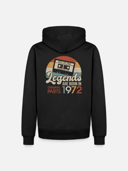 Legends Casette 1972 Geburtstagsgeschenk 51 Jahre - Männer Premium Bio Hoodie - Schwarz