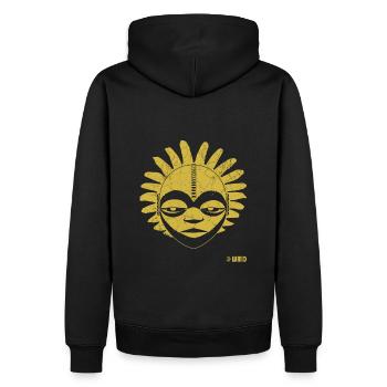 Yaoundé - Yellow - Sweat à capuche Premium bio Homme - noir - Dos - Nico (187cm)