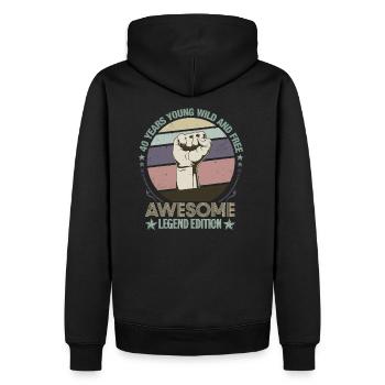 40 years young - Men’s Premium Organic Hoodie - black - Back - Nico (187cm)