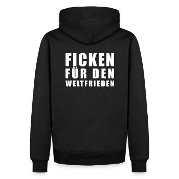 Ficken für den Weltfrieden - Männer Premium Bio Hoodie - Schwarz - Hinten - Nico (187cm)
